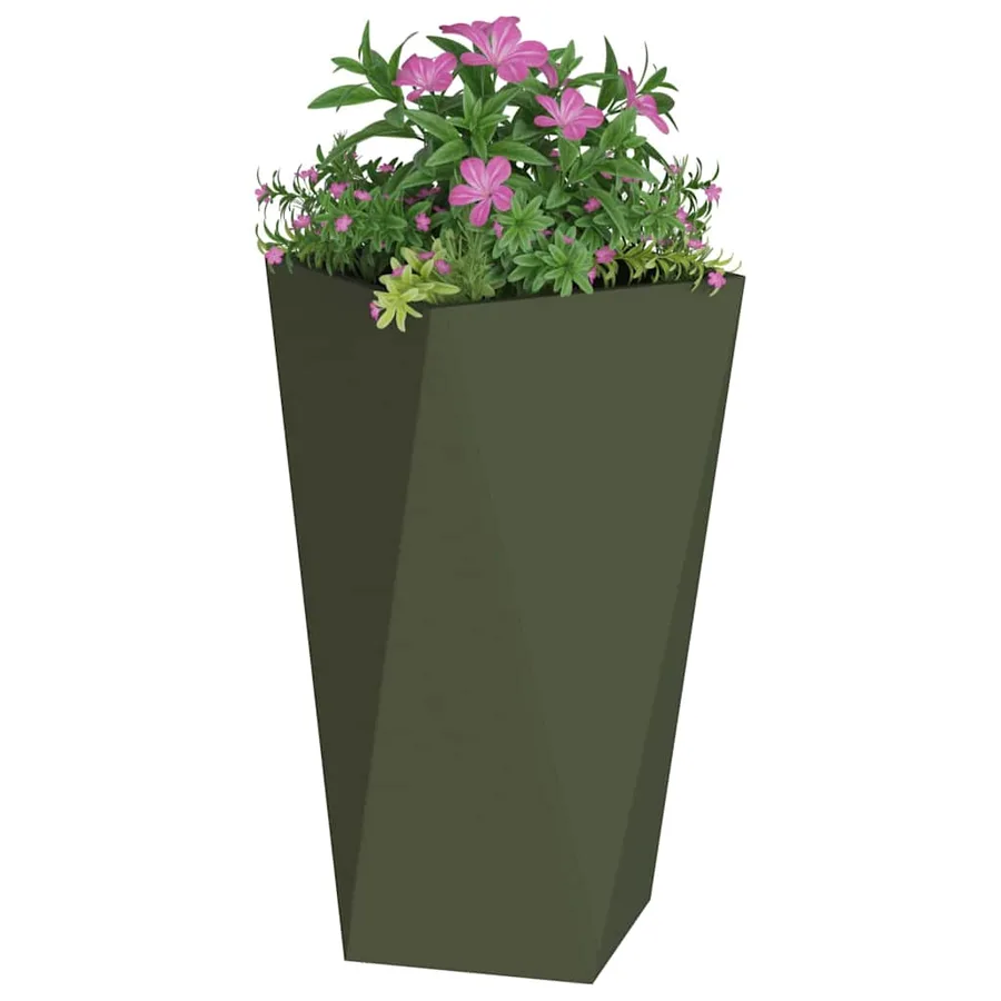Jardinière 2 pc Vert olive 40 x 40 x 75 cm Acier - 3