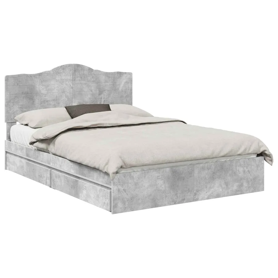 Lit de Rangement Gris béton 150 x 200 cm Bois d'ingénierie - 2