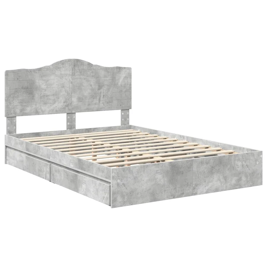 Lit de Rangement Gris béton 150 x 200 cm Bois d'ingénierie - 4