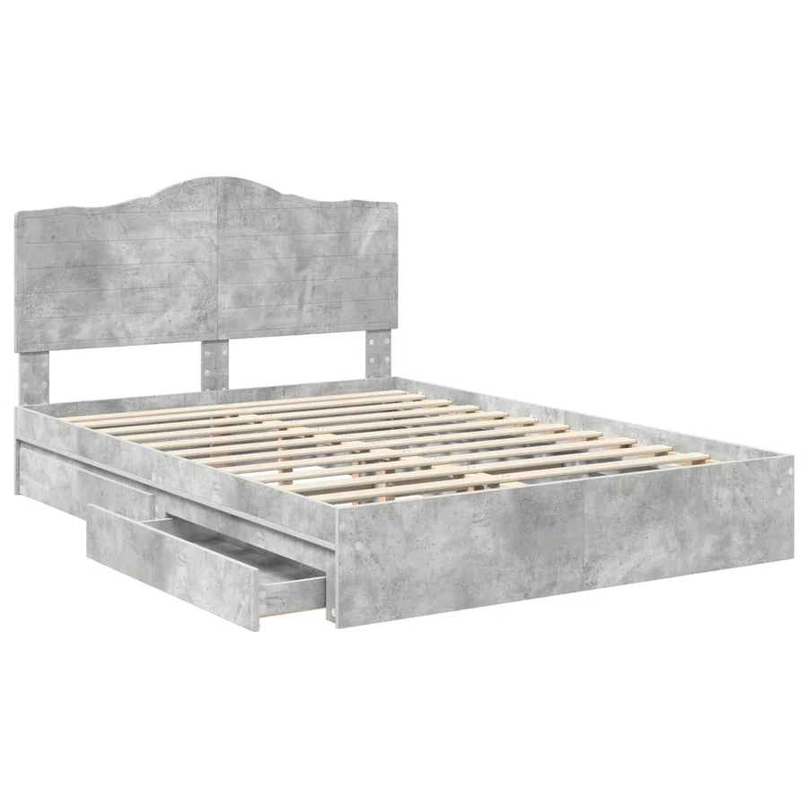 Lit de Rangement Gris béton 150 x 200 cm Bois d'ingénierie - 5
