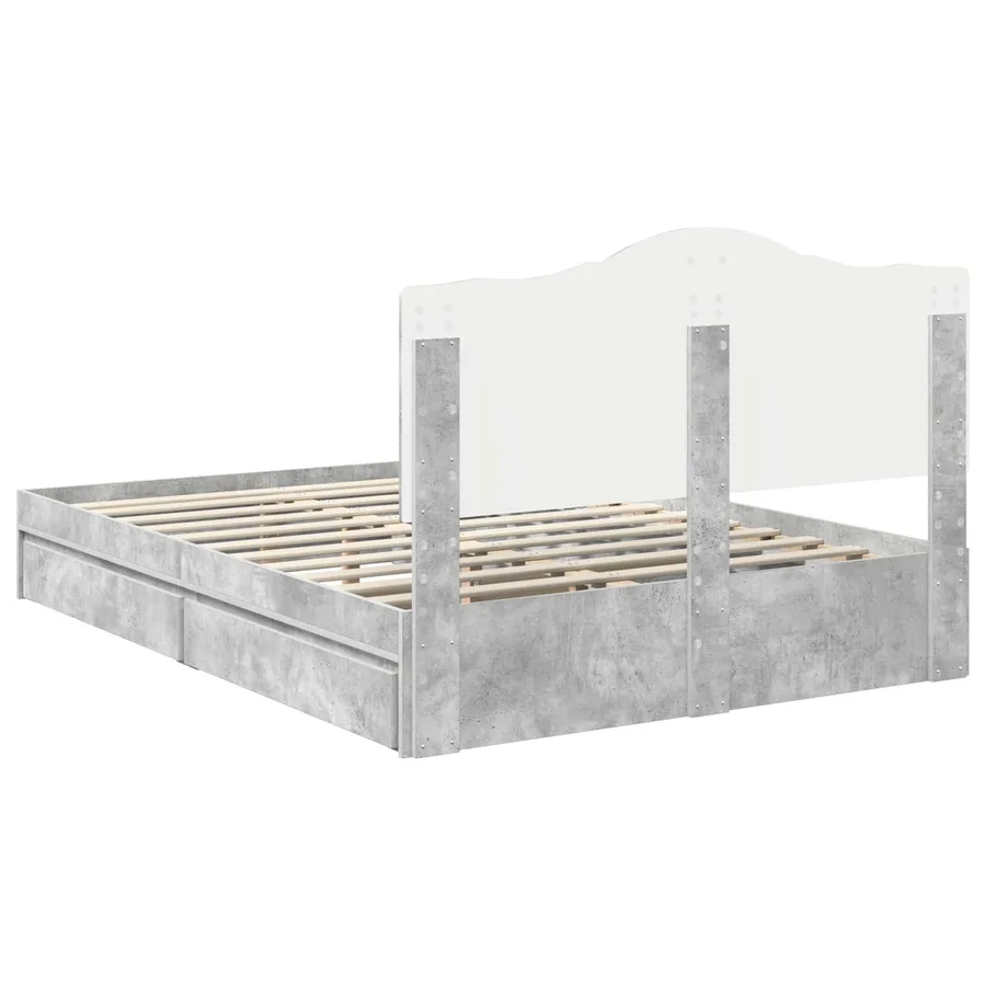 Lit de Rangement Gris béton 150 x 200 cm Bois d'ingénierie - 8