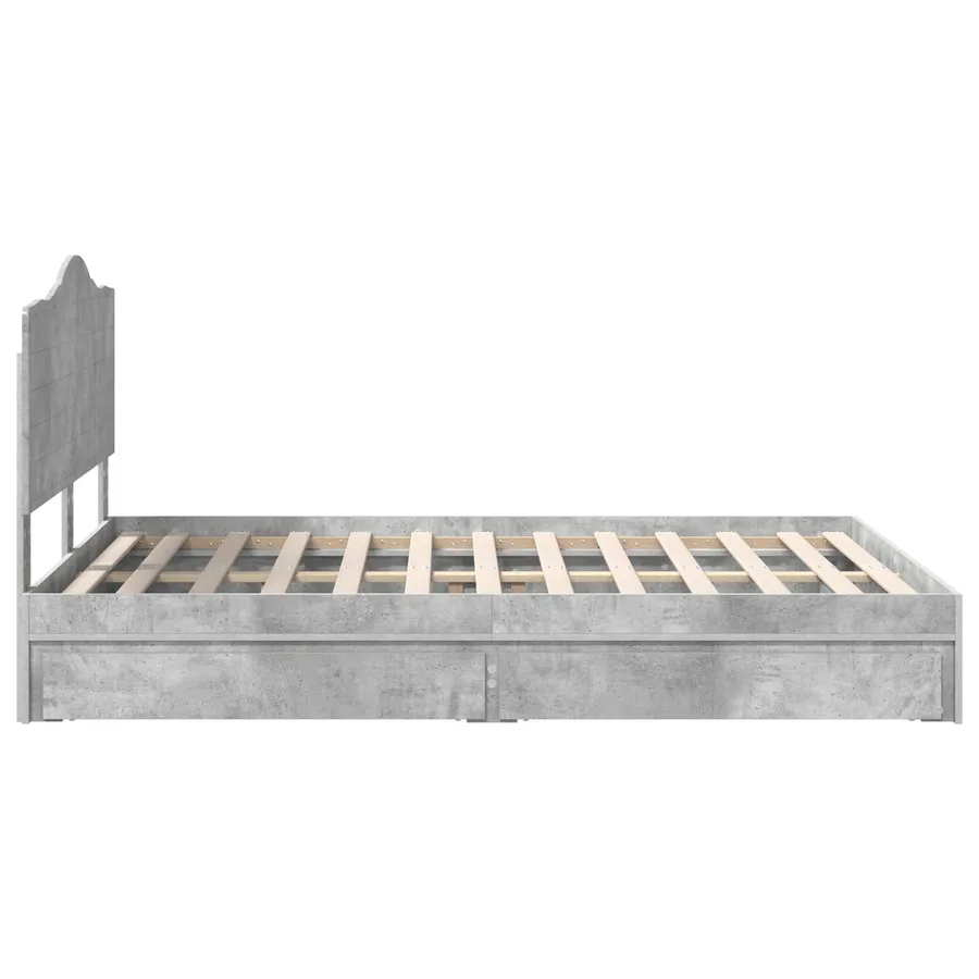 Lit de Rangement Gris béton 150 x 200 cm Bois d'ingénierie - 9