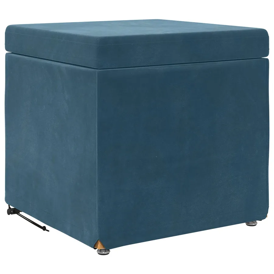 Tabouret Bleu 41 x 41 x 40 cm Velours et Bois Composite - 2