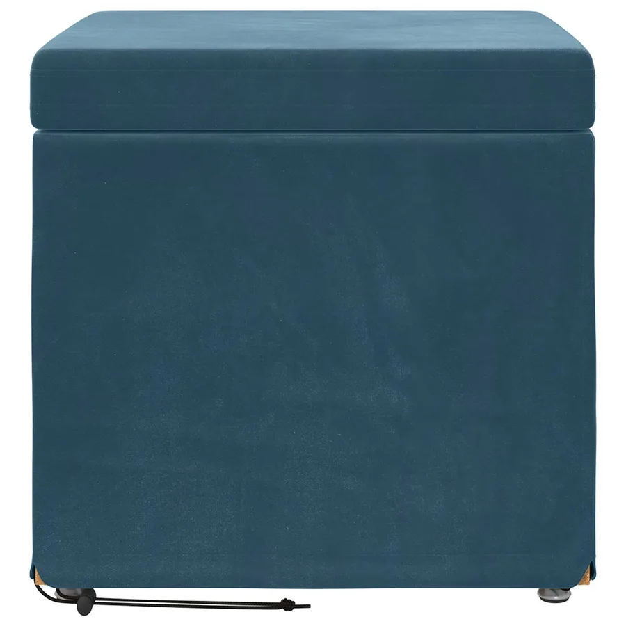 Tabouret Bleu 41 x 41 x 40 cm Velours et Bois Composite - 4