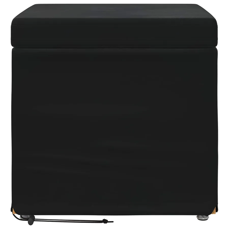 Tabouret Noir 41 x 41 x 40 cm Velours et Bois Composite - 4