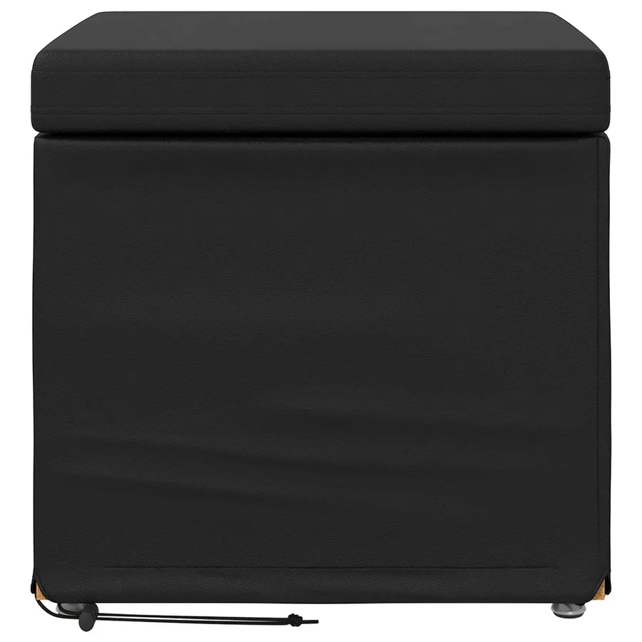 Tabouret Noir Cuir Synthétique et Bois Composite - 4