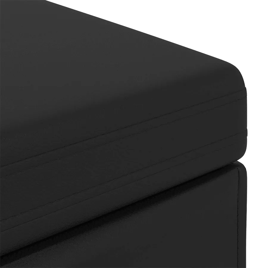 Tabouret Noir Cuir Synthétique et Bois Composite - 5