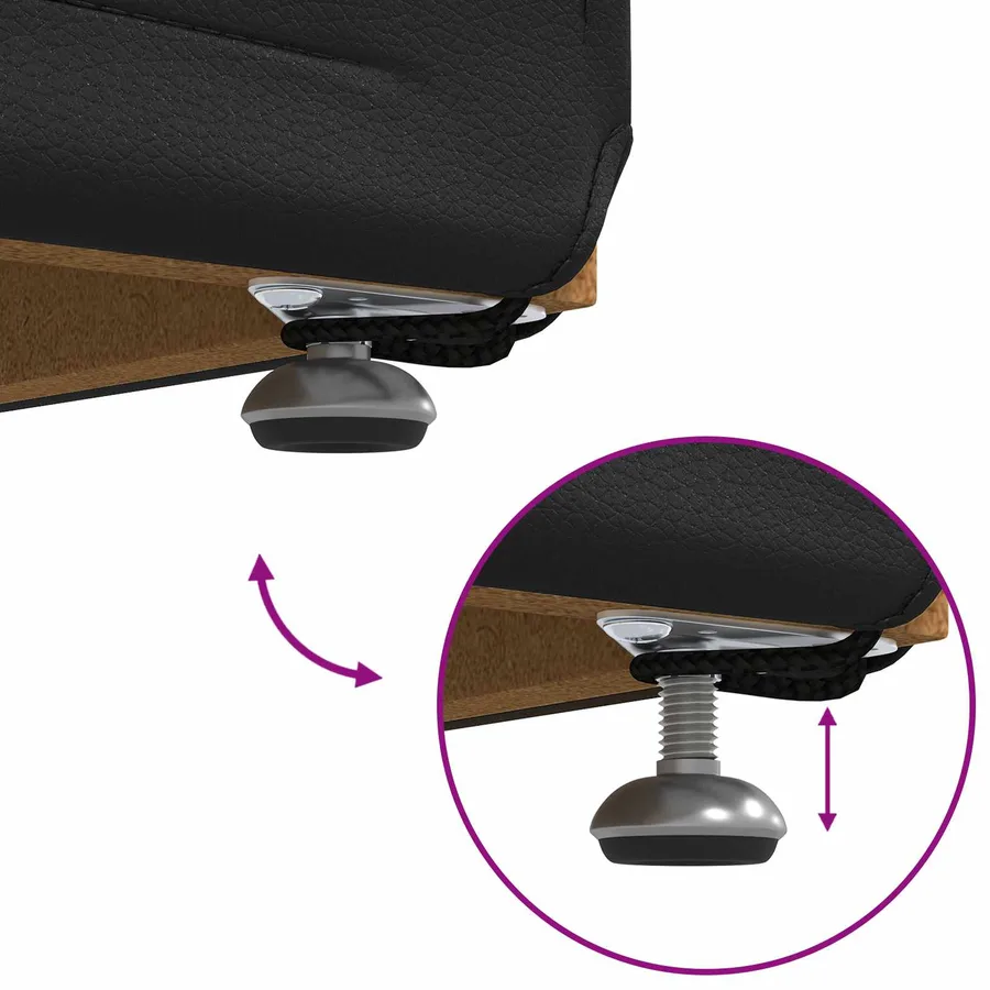 Tabouret Noir Cuir Synthétique et Bois Composite - 6