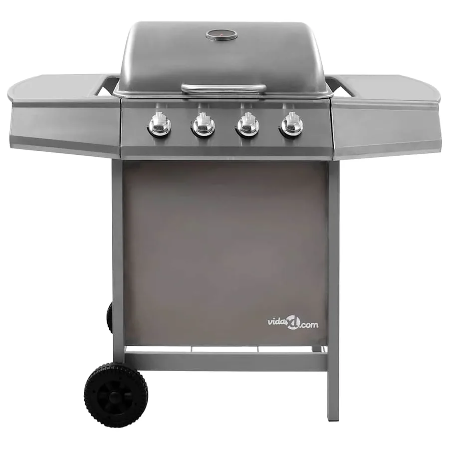 Barbecue gril à gaz avec 4 brûleurs argenté - 2