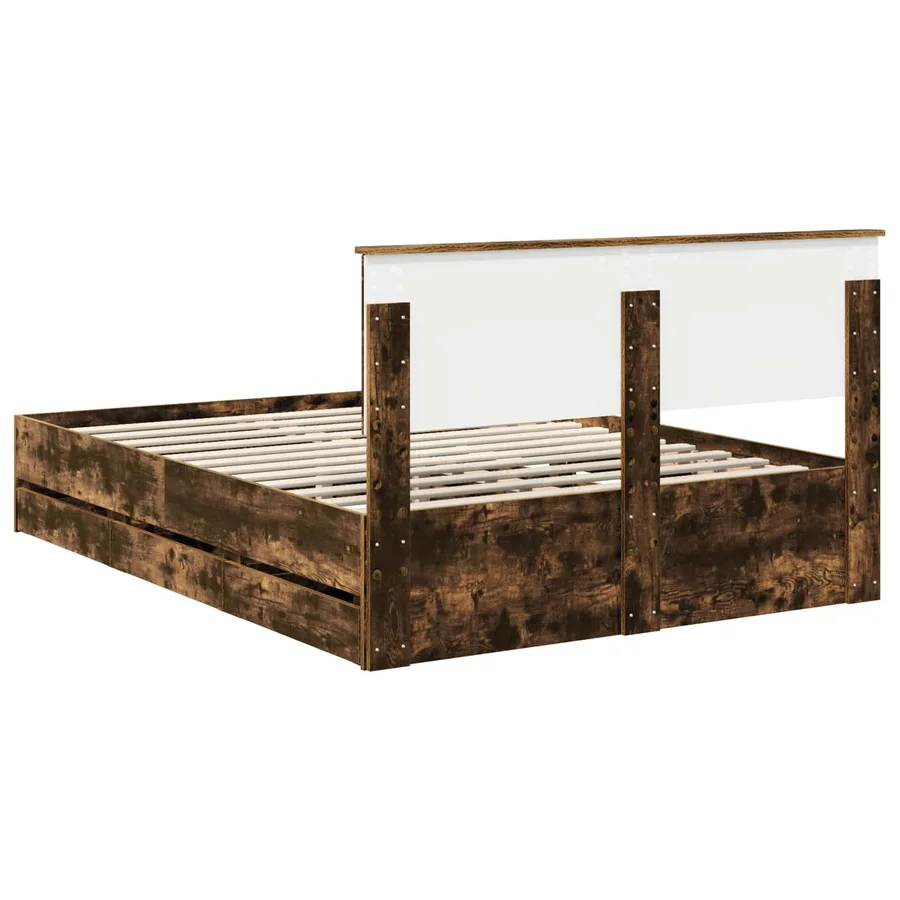 Cadre de lit Chêne fumé 140 x 200 cm Bois Ingénierie - 8