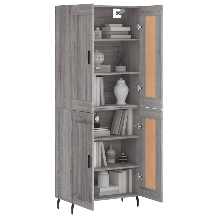 Buffet haut Sonoma gris 69,5x34x180 cm Bois d'ingénierie - 3