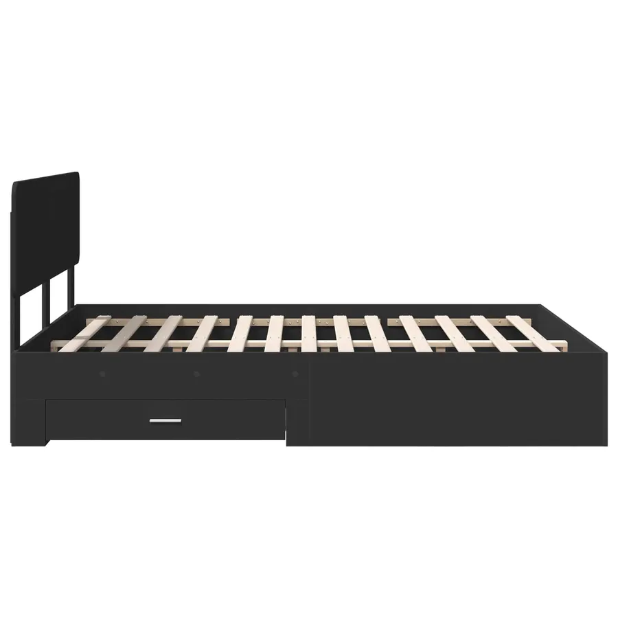Cadre de lit avec tiroir Noir 140 x 190 cm Bois d'ingénierie - 9