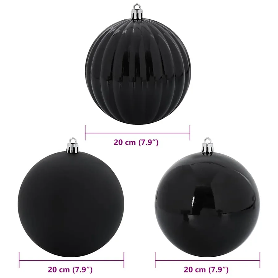Ensemble de Boules de Noël XXL 4 pcs Noir Ø 20 cm Plastique LED - 5