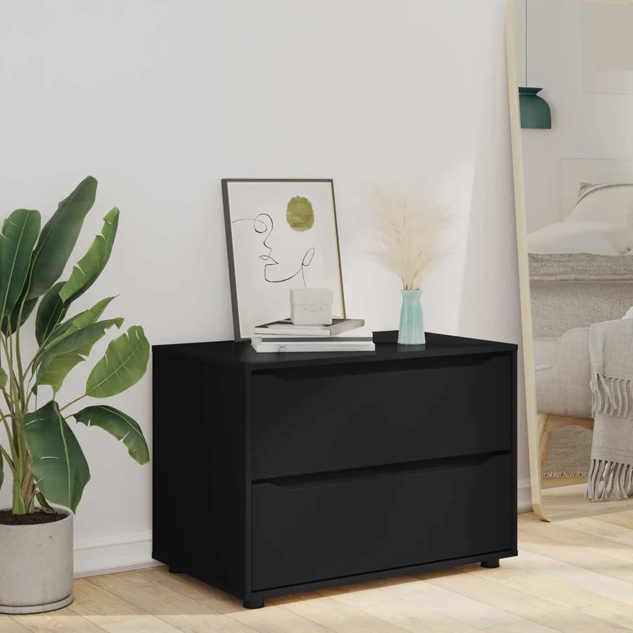 Armoire de rangement Noir 80 x 48 x 57 cm Bois d'ingénierie - 6