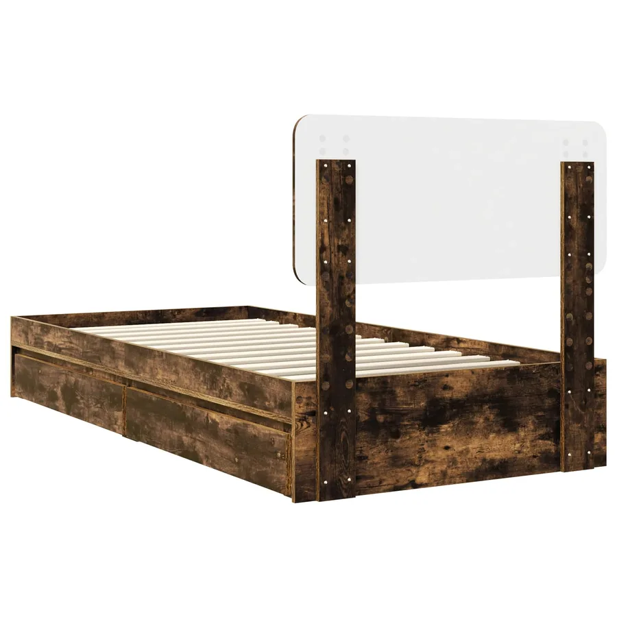 Lit de Rangement Chêne fumé 100 x 200 cm Bois d'ingénierie - 8