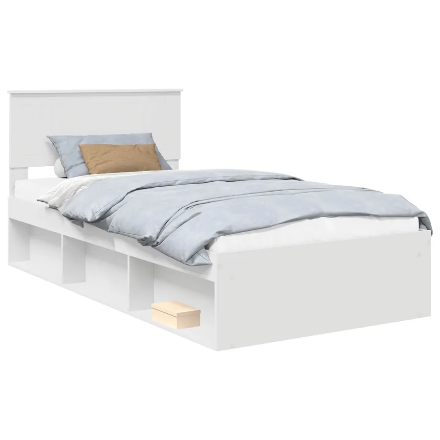 Cadre de lit avec tête de lit Blanc 100 x 200 cm Pin massif - 2