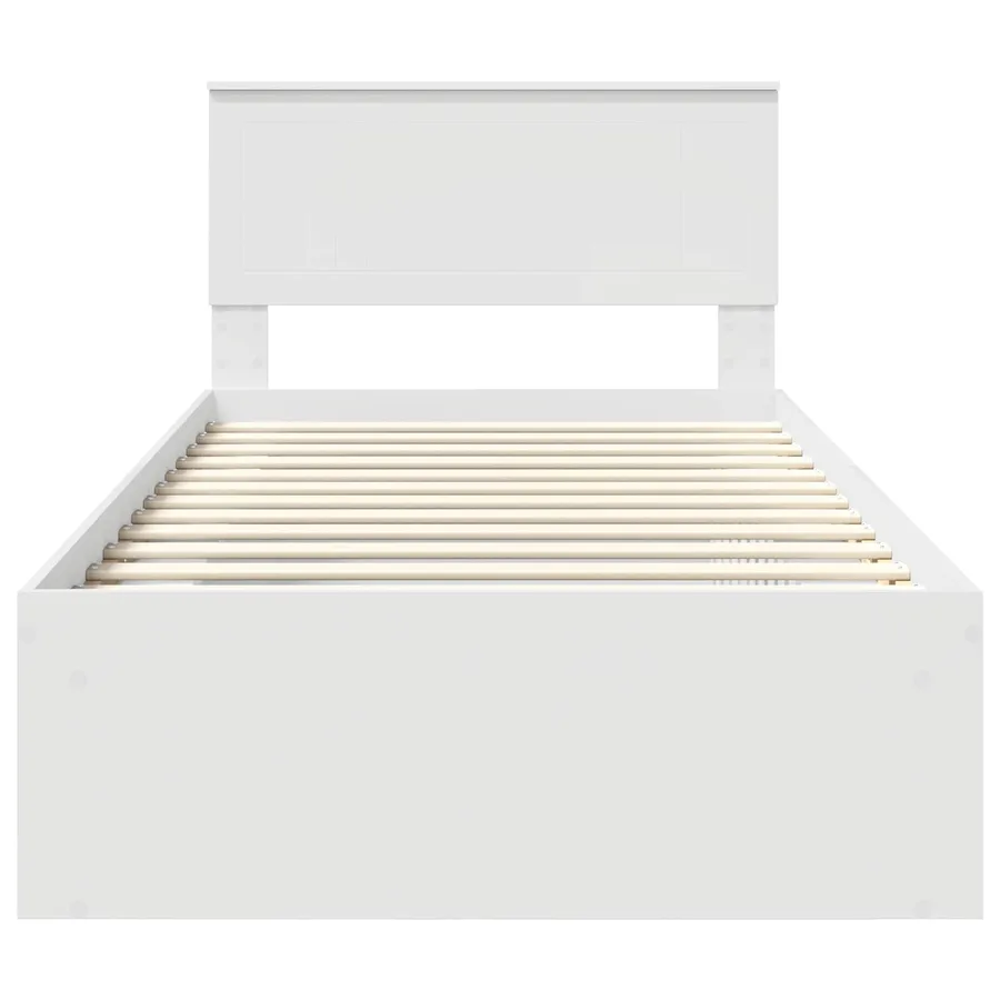 Cadre de lit avec tête de lit Blanc 100 x 200 cm Pin massif - 7