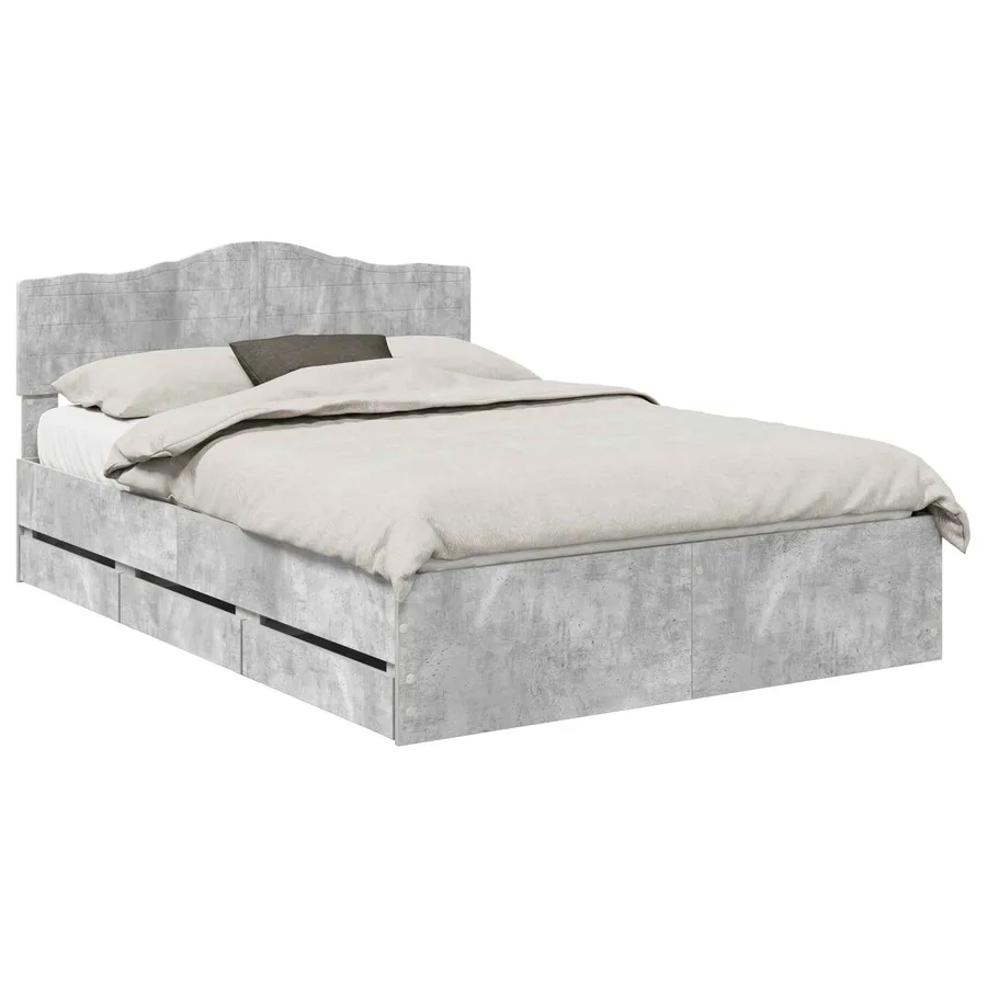 Cadre de lit Gris béton 140 x 190 cm Bois Ingénierie - 2