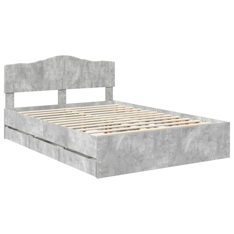 Cadre de lit Gris béton 140 x 190 cm Bois Ingénierie - 4