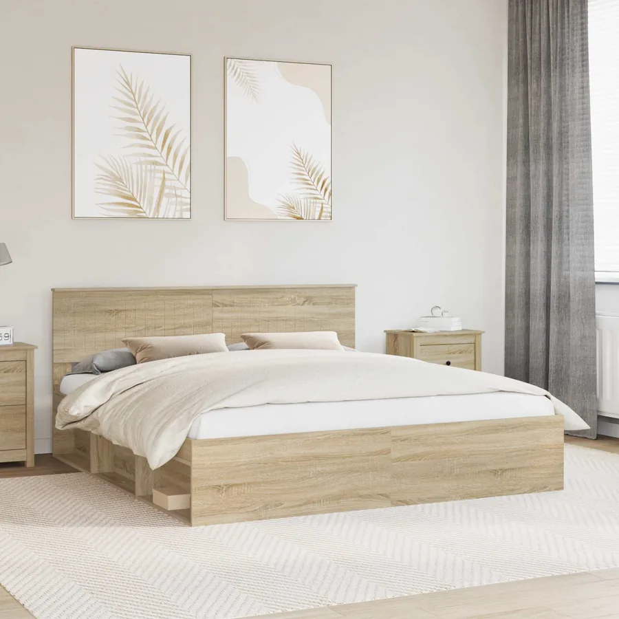 Cadre de lit avec tête de lit Sonoma 180 x 200 cm Pin massif