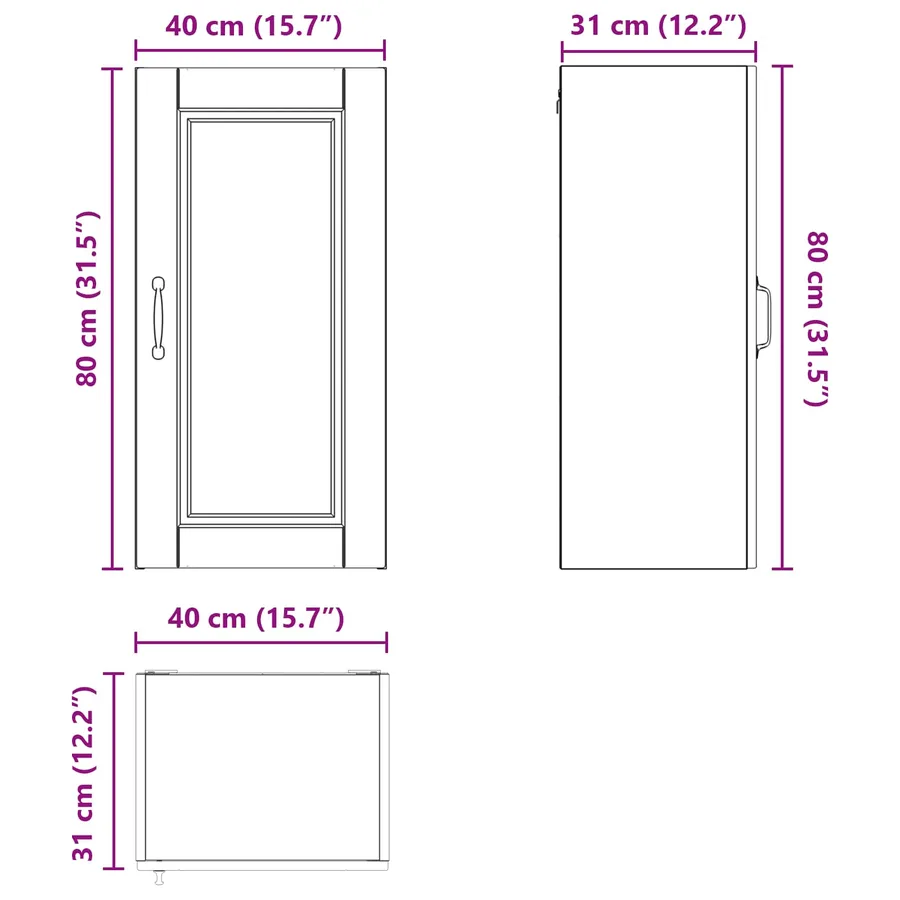 Meuble mural PORTO Blanc brillant 40 x 31 x 80 cm - 13