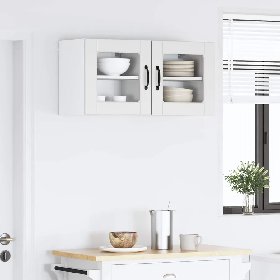 Cabinet en verre mural PORTO 2 pcs Blanc 40 x 31 x 40 cm - 4