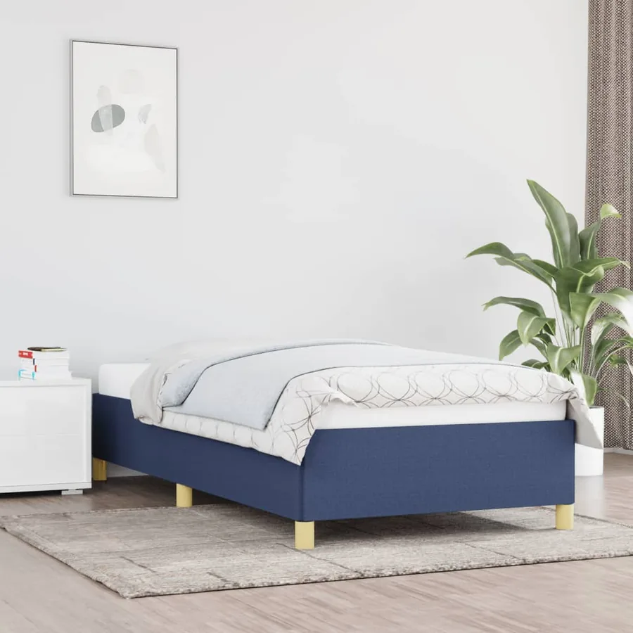 Cadre de lit sans matelas bleu 100x200 cm tissu