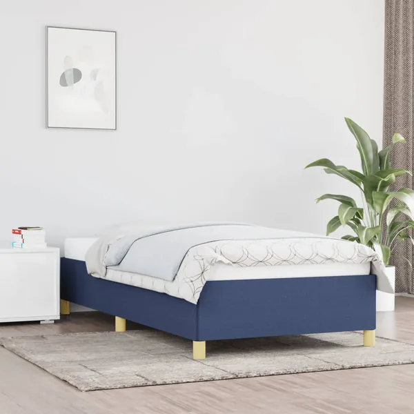 Cadre de lit sans matelas bleu 100x200 cm tissu