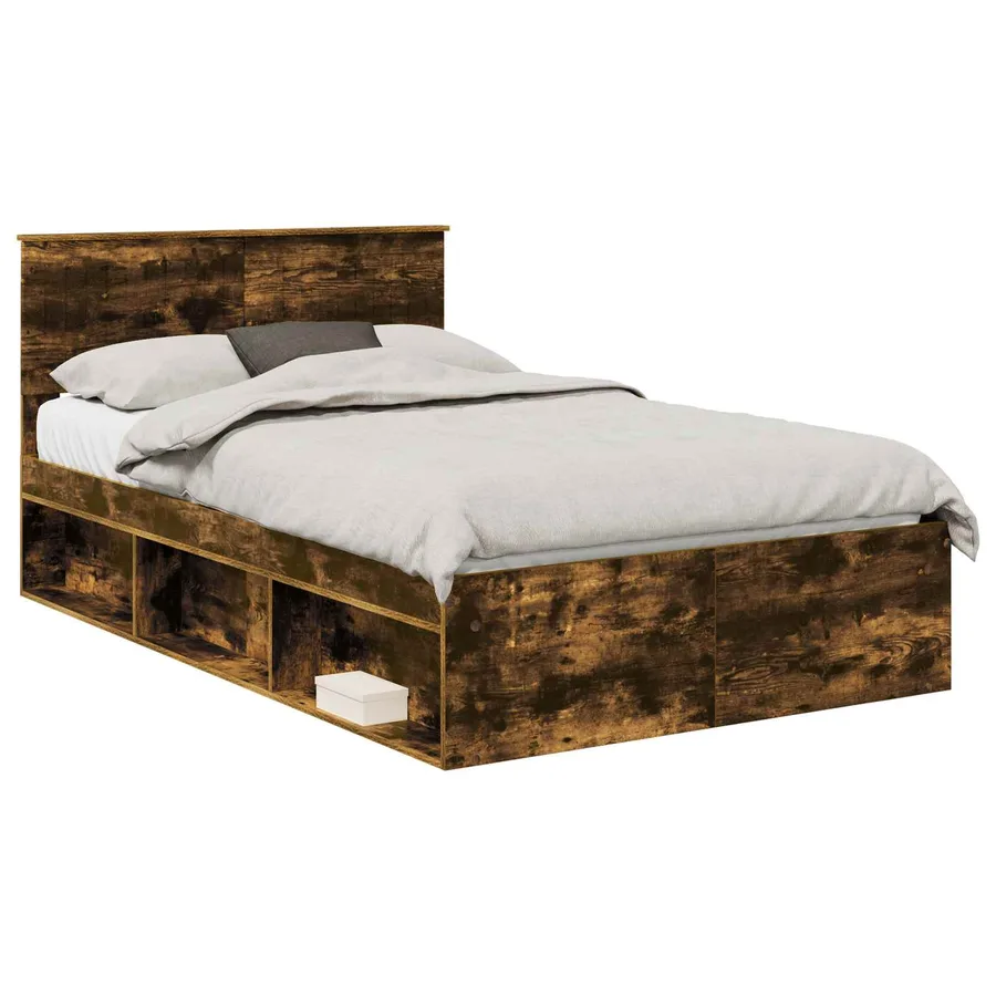 Cadre de lit Chêne fumé 120 x 200 cm Pin massif - 2