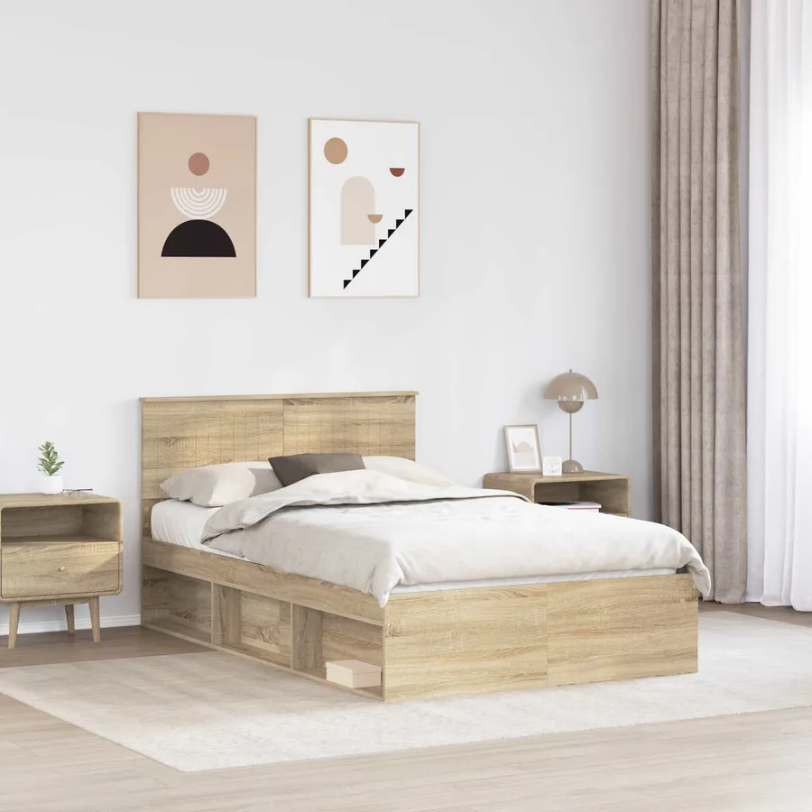Cadre de lit avec tête de lit Sonoma 120 x 200 cm Pin massif - 3