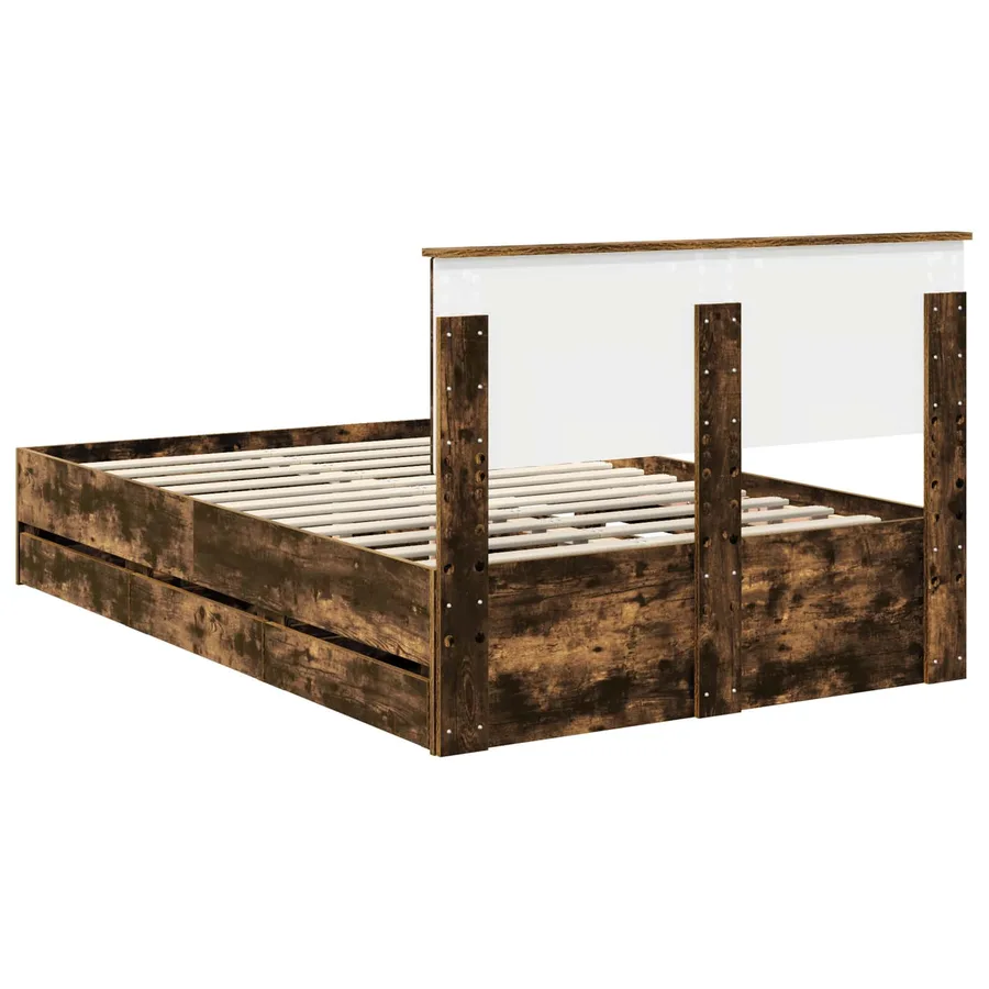 Cadre de lit Chêne fumé 120 x 200 cm Bois Ingénierie - 8