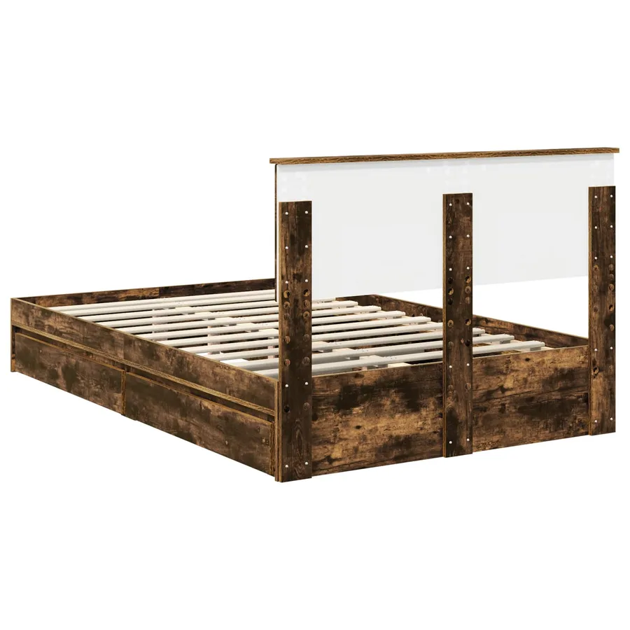 Lit de Rangement Chêne fumé 120 x 200 cm Bois d'ingénierie - 10