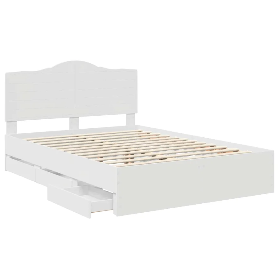 Cadre de lit avec tiroir Blanc 150 x 200 cm Bois Ingénierie - 5