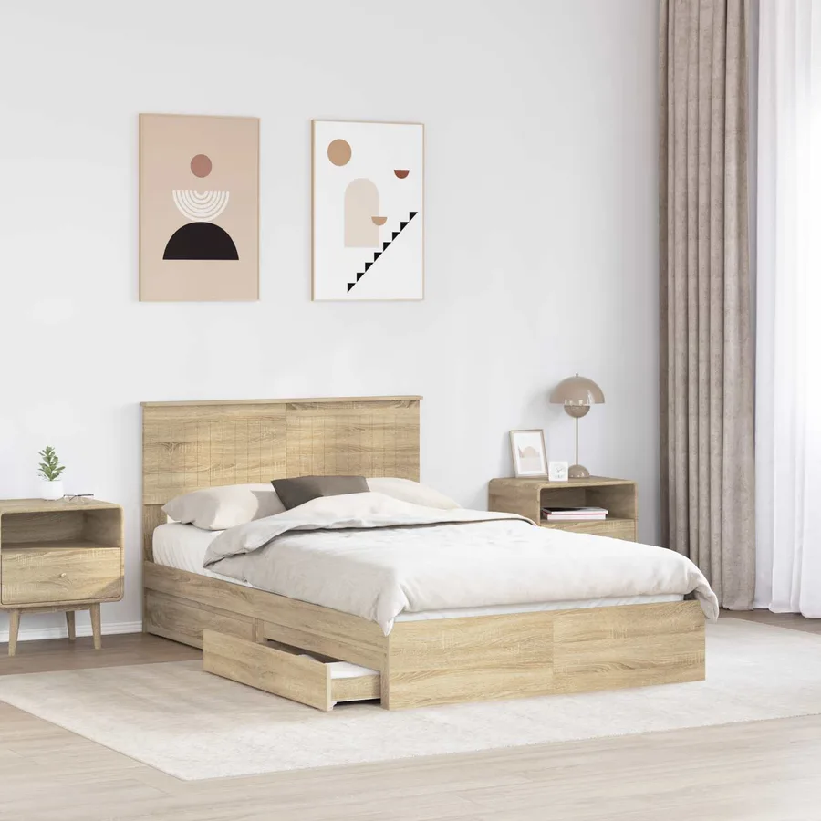 Lit de Rangement Chêne Sonoma 120 x 200 cm Bois d'ingénierie - 3