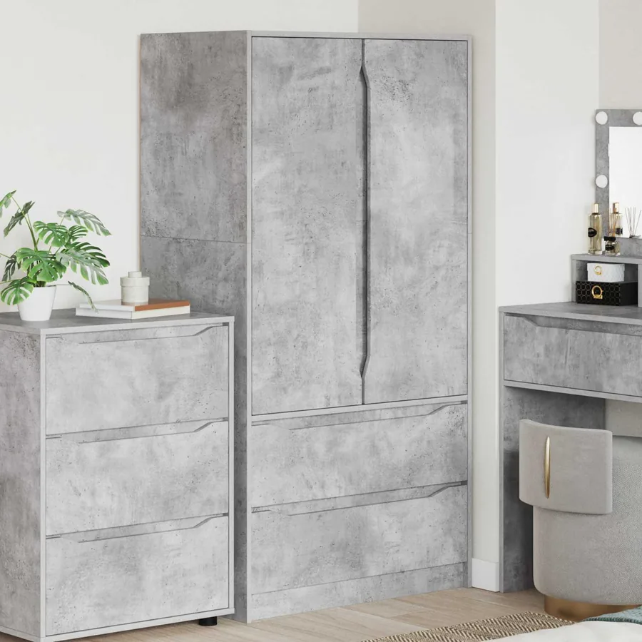 Armoire Gris Béton 79,5 x 49 x 156 cm Bois d’ingénierie