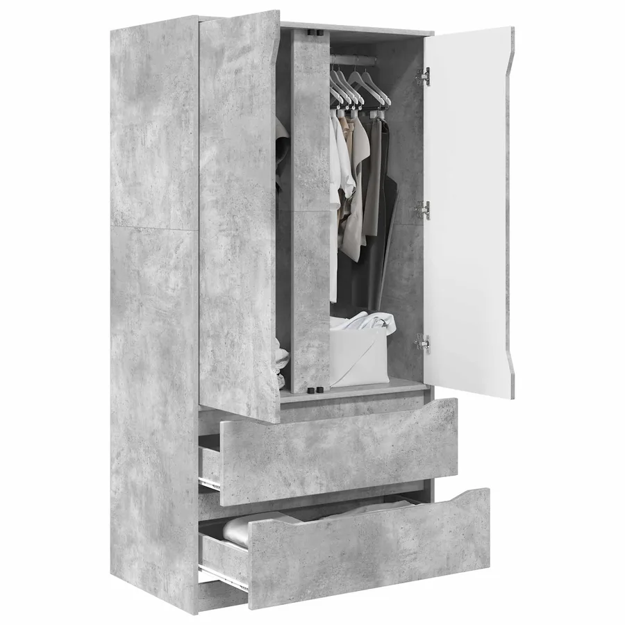 Armoire Gris Béton 79,5 x 49 x 156 cm Bois d’ingénierie - 3