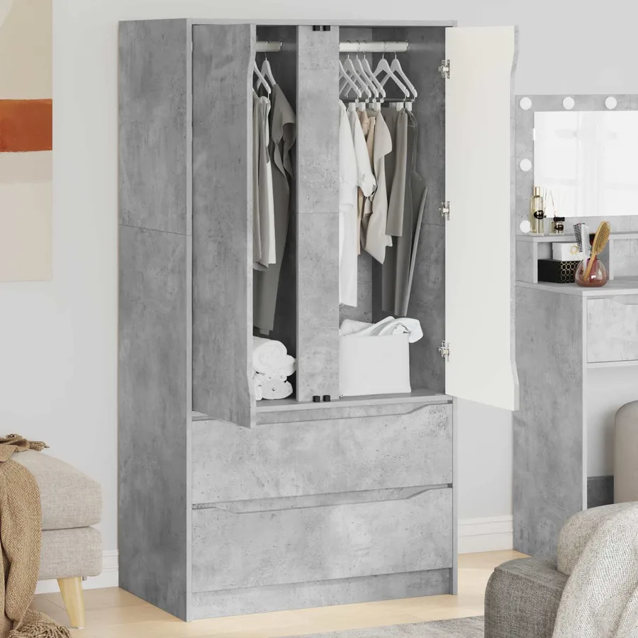 Armoire Gris Béton 79,5 x 49 x 156 cm Bois d’ingénierie - 4
