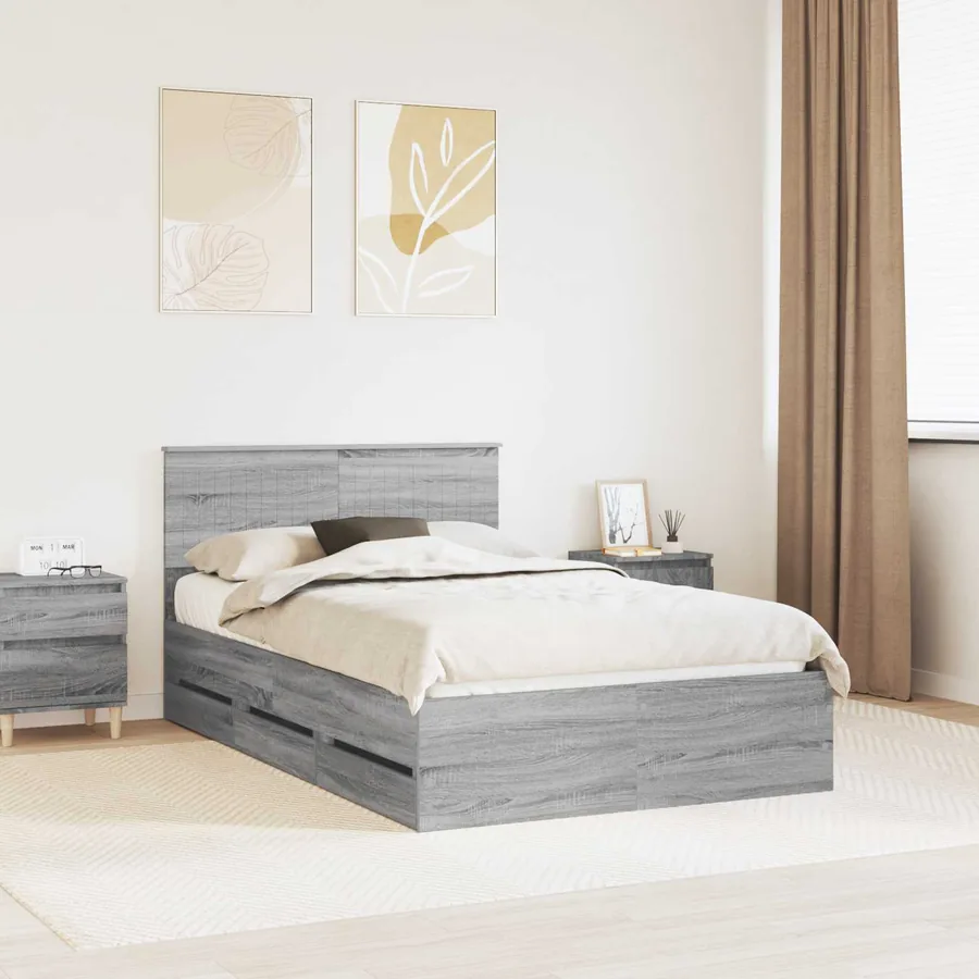 Cadre de lit Gris Sonoma 120 x 190 cm Bois Ingénierie