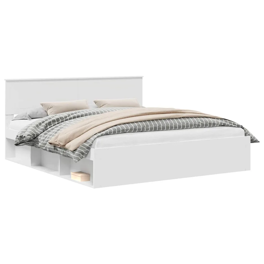 Cadre de lit avec tête de lit Blanc 180 x 200 cm Pin massif - 2
