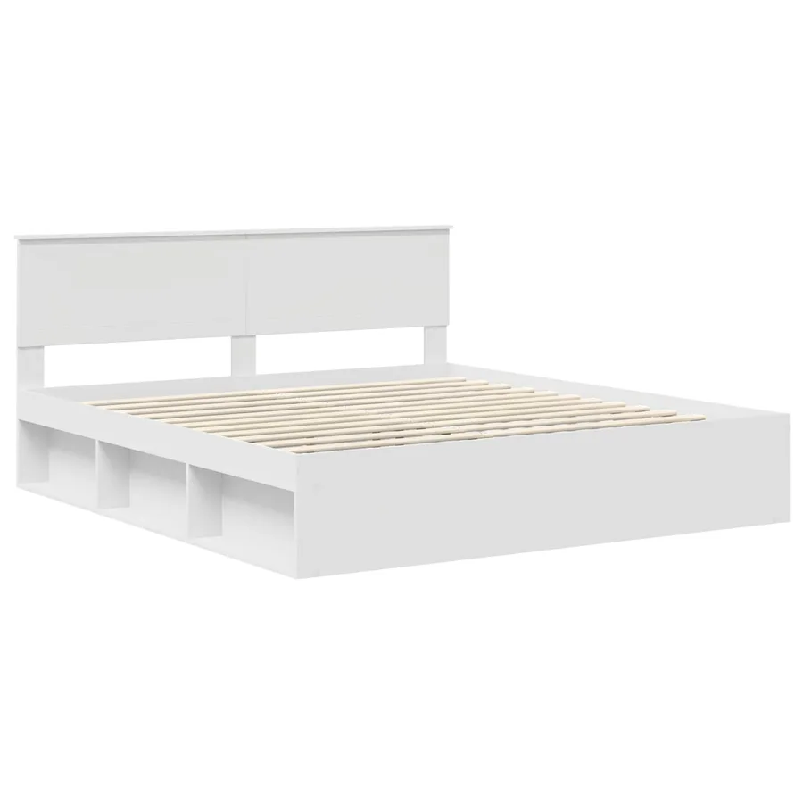 Cadre de lit avec tête de lit Blanc 180 x 200 cm Pin massif - 4