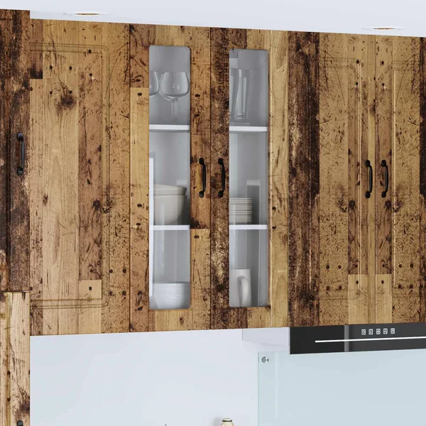 Cabinet en verre mural PORTO Bois ancien 60 x 31 x 100 cm