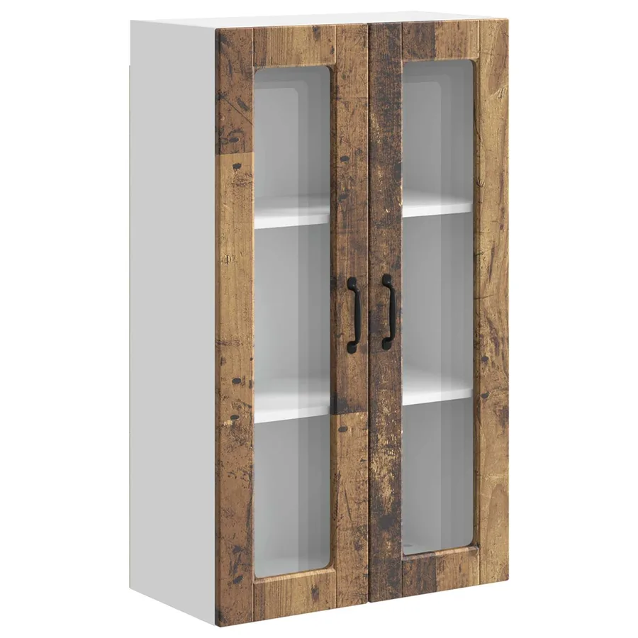 Cabinet en verre mural PORTO Bois ancien 60 x 31 x 100 cm - 2