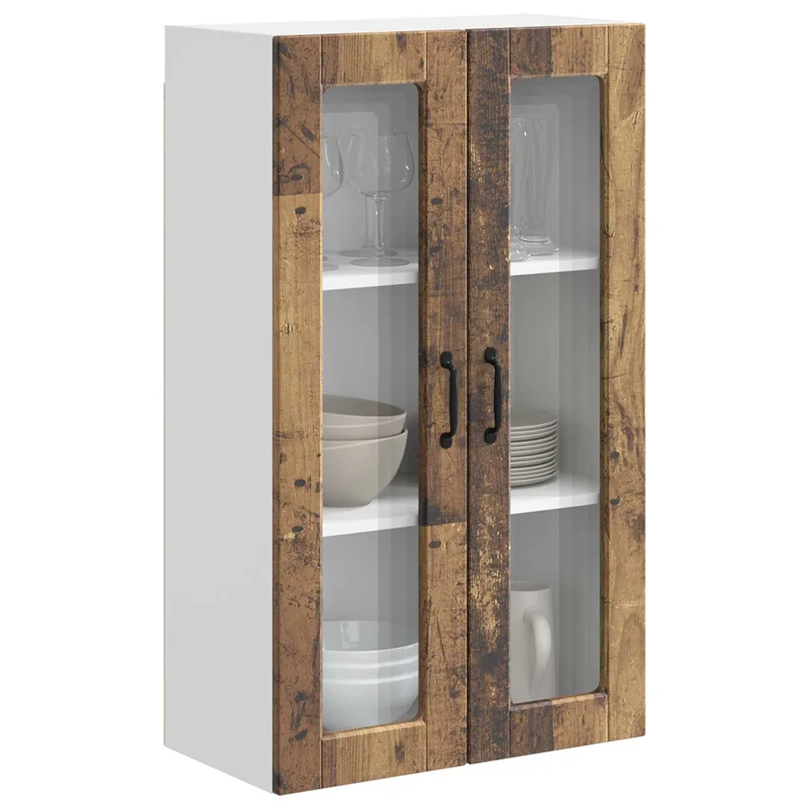 Cabinet en verre mural PORTO Bois ancien 60 x 31 x 100 cm - 3