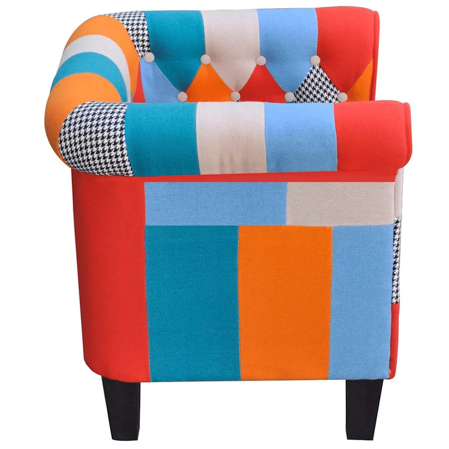 Fauteuil avec design de patchwork Tissu - 3