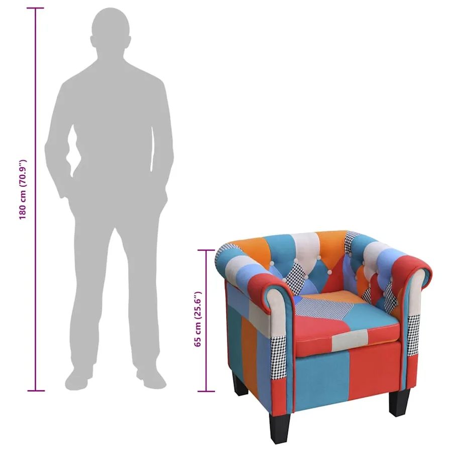 Fauteuil avec design de patchwork Tissu - 6