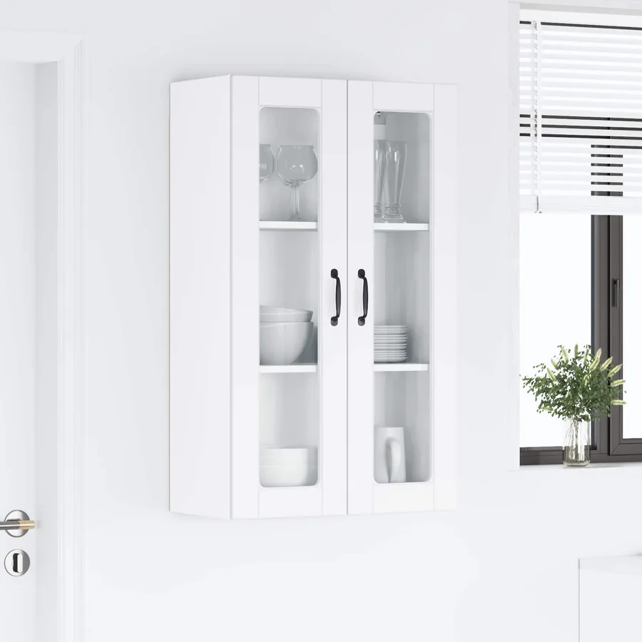 Cabinet en verre mural PORTO Blanc 60 x 31 x 100 cm - 4