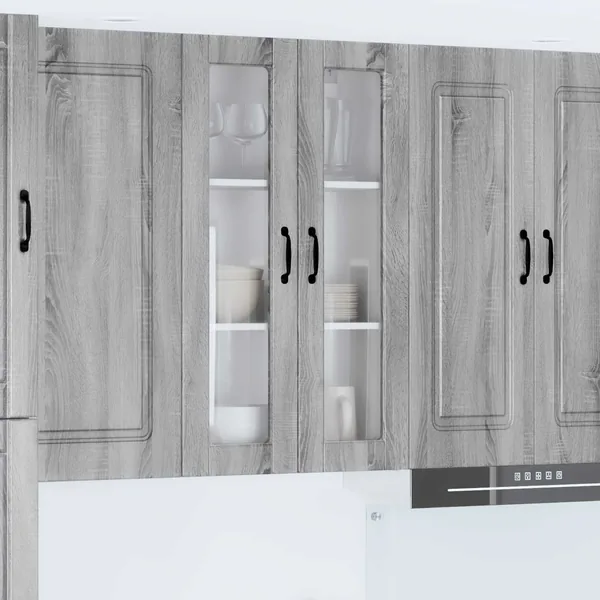 Cabinet en verre mural PORTO Gris Sonoma 60 x 31 x 100 cm