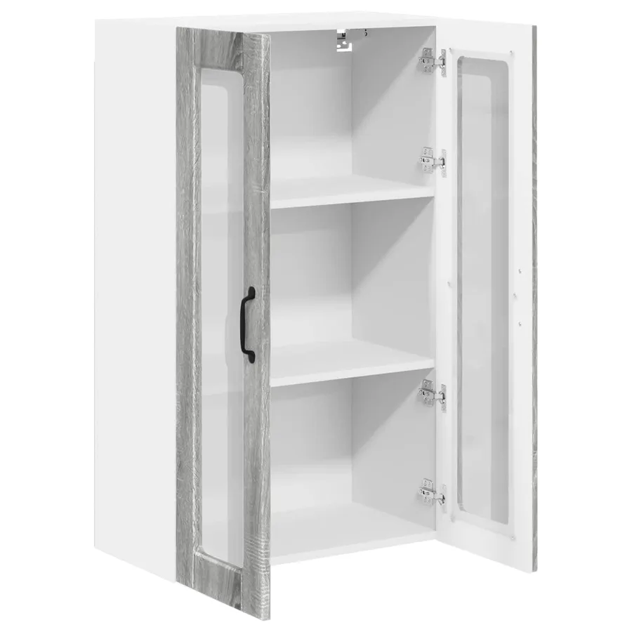 Cabinet en verre mural PORTO Gris Sonoma 60 x 31 x 100 cm - 5
