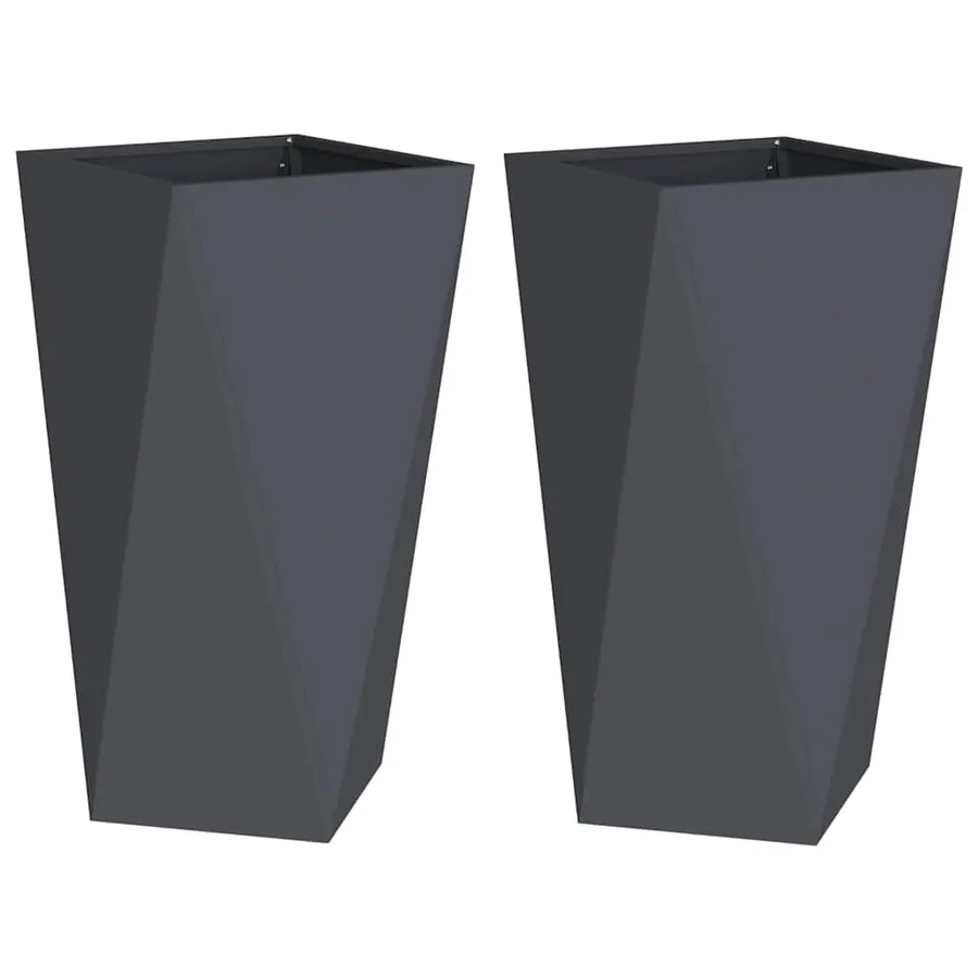 Jardinière 2 pc Anthracite 40 x 40 x 75 cm Acier - 2
