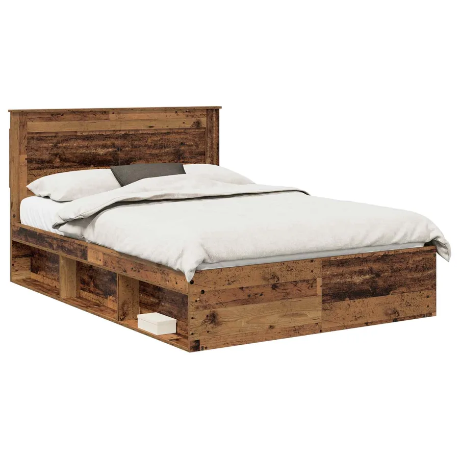 Cadre de lit Bois ancien 140 x 200 cm Pin massif - 2